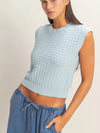 HYVE Textured Sleeveless Knit Top in Ice Blue