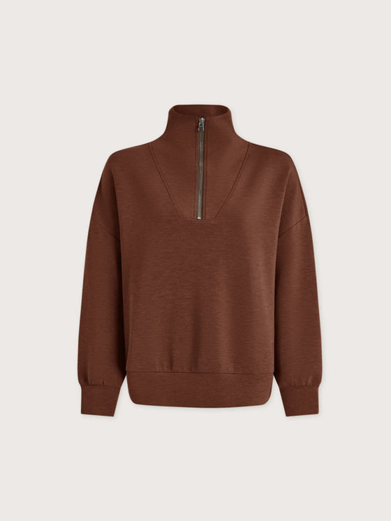 Varley Hawley Half Zip Sweat in Golden Bronze Marl
