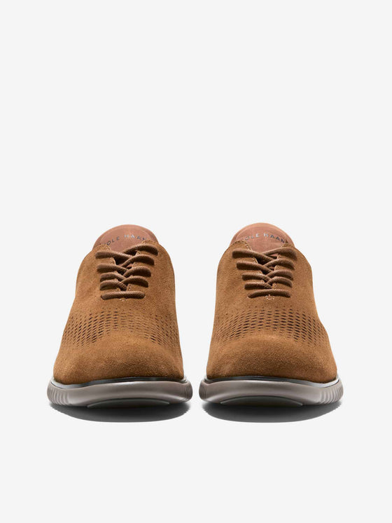 Cole Haan 2.ZeroGrand Laser Wingtip Oxford Lined in Spiced Brown-Raven-Morel