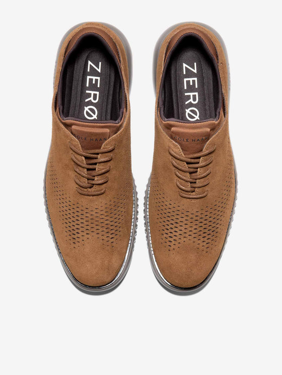 Cole Haan 2.ZeroGrand Laser Wingtip Oxford Lined in Spiced Brown-Raven-Morel