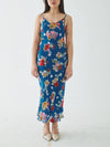 TWIN 09 Burnout Bias Cut Slip Dress in Blue Burnout