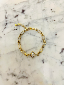  Winifred Design Small Gold Mother of Pearl LV Clover on Small Gold Chain Bracelet louis vuitton