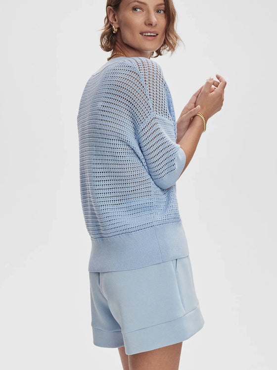 Varley Callie Knit Top in Cashmere Blue