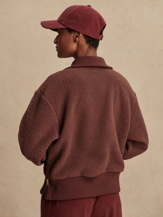 Varley Roselle Half Zip Fleece Pullover in Deep Mahogany quarter zip