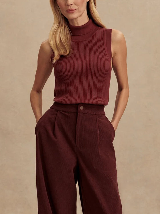 Varley Anastasia Rib Knit Tank in New Maroon
