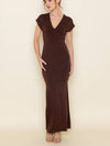 Fore Collection Stretch Knit Mermaid Maxi Dress in Chocolate