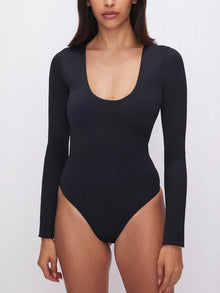  Good American Scuba Scoop Long Sleeve Bodysuit in Black001