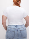 crop Good American Super Stretch Baby Tee in White001