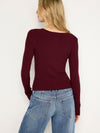 Good American Stretch Rib Zip Front Sweater in Oxblood002 virgo