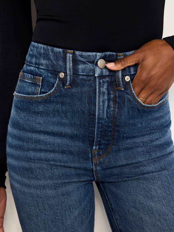 Good American Good Boy Straight Jeans with Inseam Slit