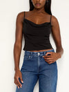 Good American Chiffon Bias Cowl Camisole in Black