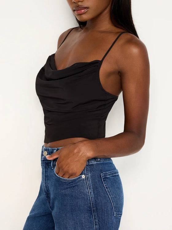 Good American Chiffon Bias Cowl Camisole in Black