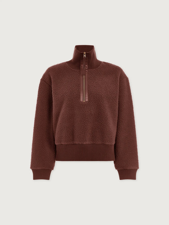 Varley Roselle Half Zip Fleece Pullover in Deep Mahogany
