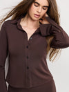 Good American Matte Jersey Long Sleeve Top in Bark003