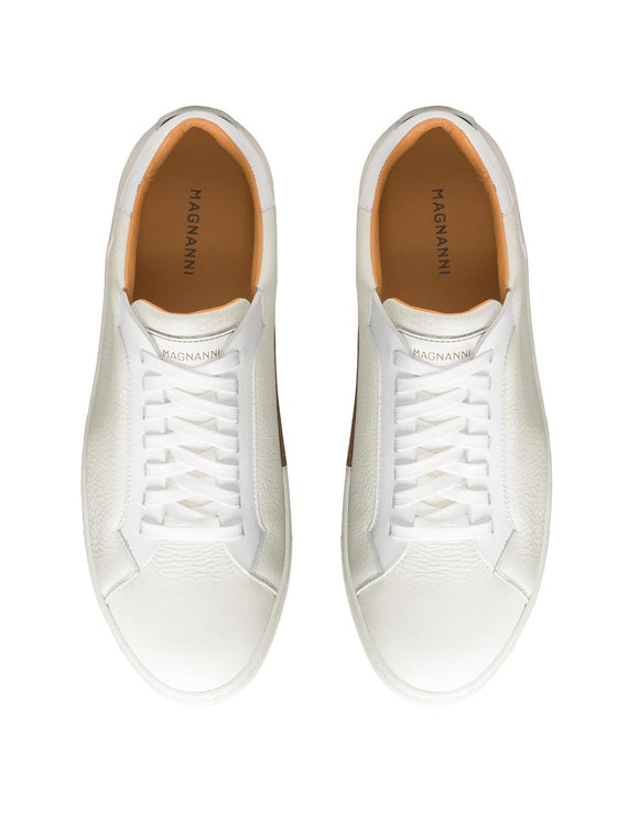 Magnanni Amadeo in White Leather Low Top brown detail