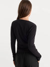 Good American The Rib V Neck Cardigan in Black