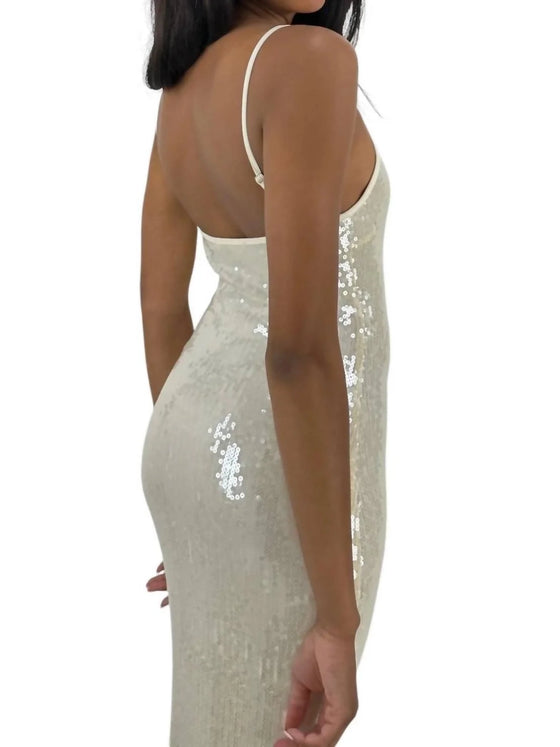 Et Clet Cream Sequin Gown