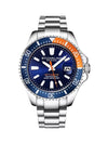 Stuhrling Depthmaster Quartz 42mm Wrist Watch - Blue and Orange Bezel