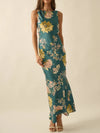 Promesa USA Floral Print Satin Bias-Cut Cowl Maxi Dress