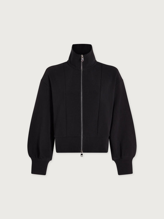 Varley Gibbs Zip Through Sweat in Black sweat shirt