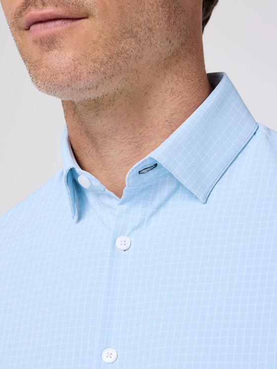 Leeward Dress Shirt in Cloud Blue Mini Grid