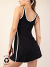 Rae Mode Butter Contrast Piping Mini Dress in Black White