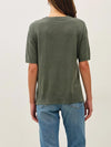 Be Cool Wool Blend Short Sleeve Sweater Top in Spruce