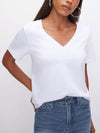Good American Cotton Classic V Neck Tee in White