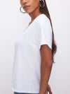 Good American Cotton Classic V Neck Tee in White