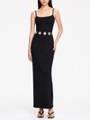 No Vacancy Ribbed Open-Back Grommet Maxi Dress in Black