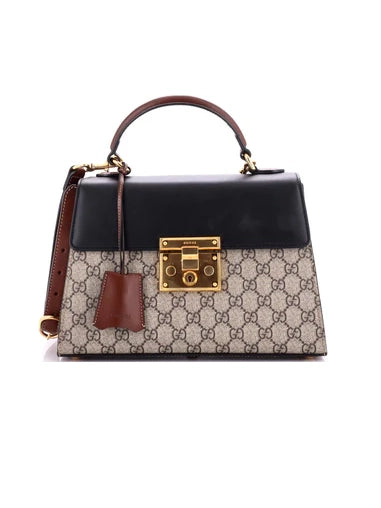 Gucci Padlock Top Handle Bag GG Coated Canvas and Leather Small