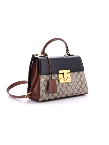 Gucci Padlock Top Handle Bag GG Coated Canvas and Leather Small