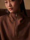 Varley Hawley Half Zip Sweat in Golden Bronze Marl