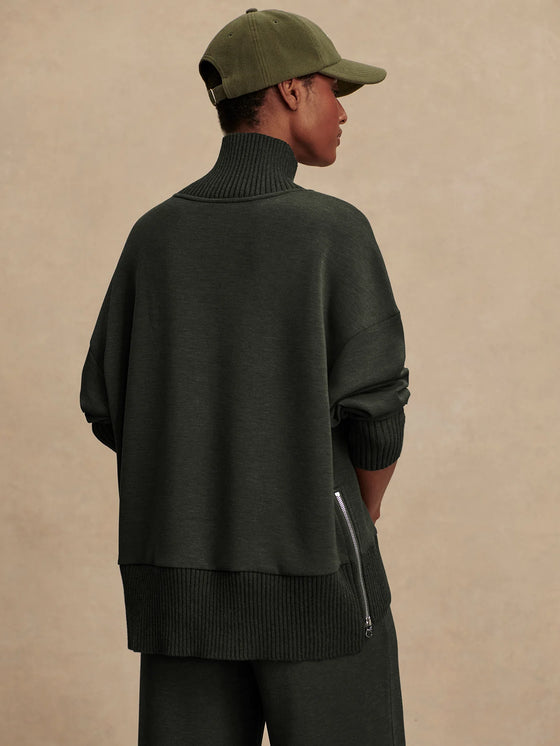 Barker High-Neck Sweat in Olive Marl