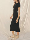 Ribbed Knit Back Slit T-Shirt Dress