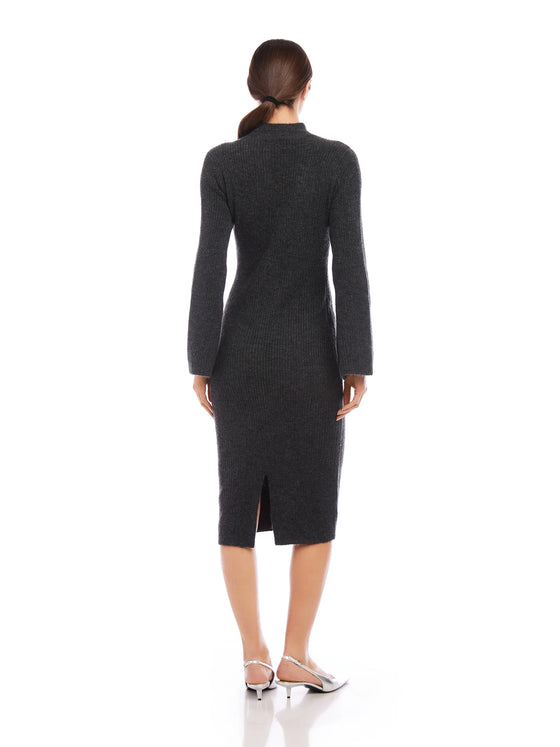 Fifteen Twenty Midi Length Sweater Dress in Charcoal