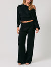 Le Lis Boat Neck Dolman Sleeve Sweater Top in Black