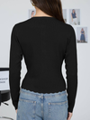 Scalloped Button Detail Long Sleeve Knit Cardigan