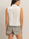 HYFVE Sleeveless Lyocell Linen Button Front Top in white