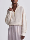 Varley Tara Pointelle Half Zip in Whitecap Grey