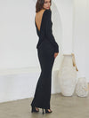 No Vacancy Open Back Long Sleeve Maxi Dress in Black