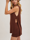 Bluivy's Sleeveless Side Slit & Short Knit Sweater Set