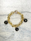 Winifred Design Chunky Gold Rolo Bracelet with LV Tags in Black