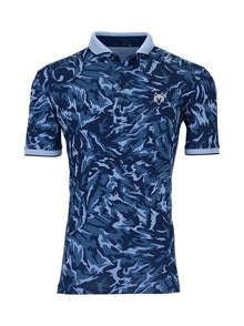  Greyson Midas Wolf Camo Polo in Fjord