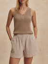 Varley Darina Short 4" in Birch Taupe Stripe