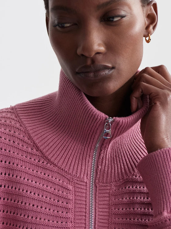Varley Tara Pointelle Half Zip in Foxglove