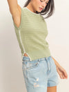 HYFVE Eyelet Sleeveless Knit Top in sage