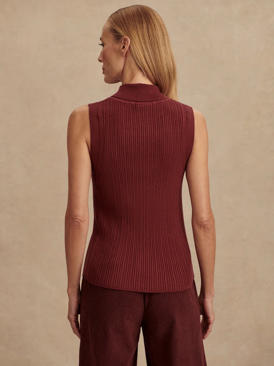 Varley Anastasia Rib Knit Tank in New Maroon