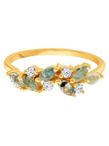  La Kaiser Yellow Gold Moss Agate & Topaz Orchard Ring