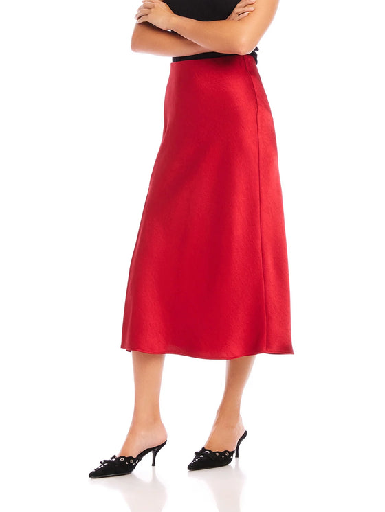 Fifteen Twenty Brielle Midi Skirt in Cherry red